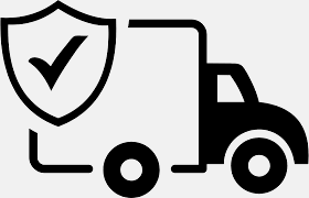 Icon of a truck with a shield and check mark, symbolizing security or protection.