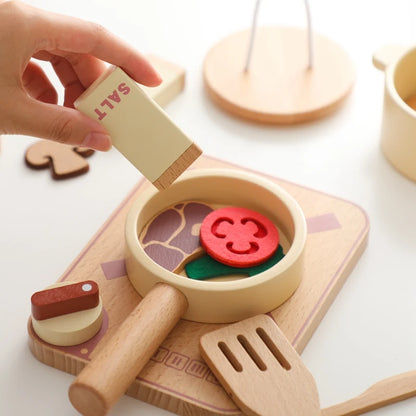 Wooden Kitchen Play Toy Set | Cutting and Cooking Tools