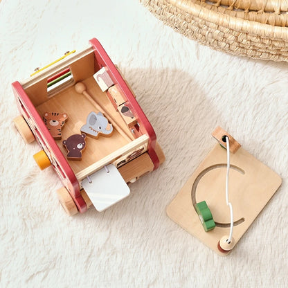 Montessori Wooden Bus | Baby Early Education Musical Puzzle Toy