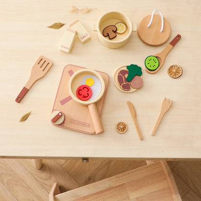 Wooden Kitchen Play Toy Set | Cutting and Cooking Tools