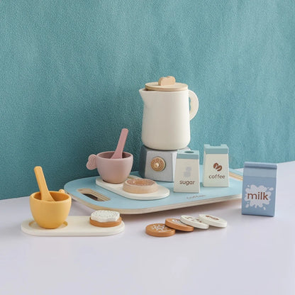 Wooden Montessori Baby Kitchen Set | Coffee Teapot & Teacup Toy Set