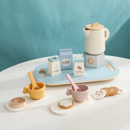 Wooden Montessori Baby Kitchen Set | Coffee Teapot & Teacup Toy Set