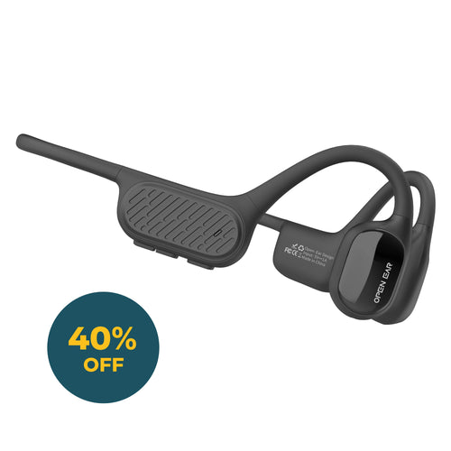 Black color open-ear bone conduction headphones.